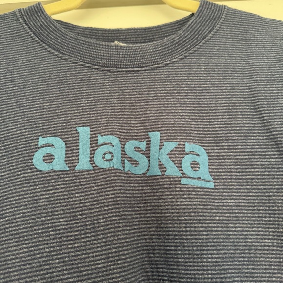 Vintage Alaska Spellout Striped Crewneck Pullover Sweatshirt Suttons Sportswear - Picture 2 of 7